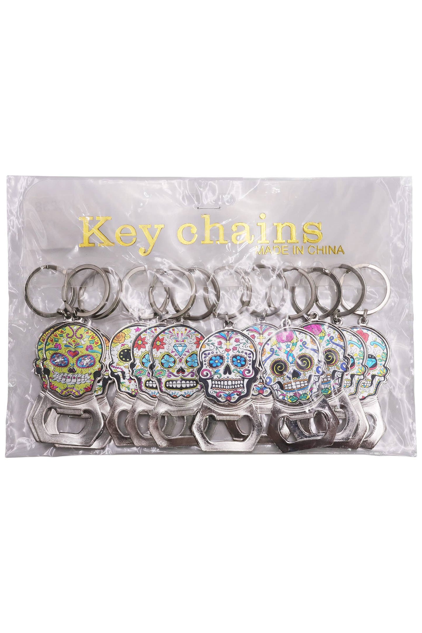 Sugar Skull Enamel Bottle Opener Key Chain