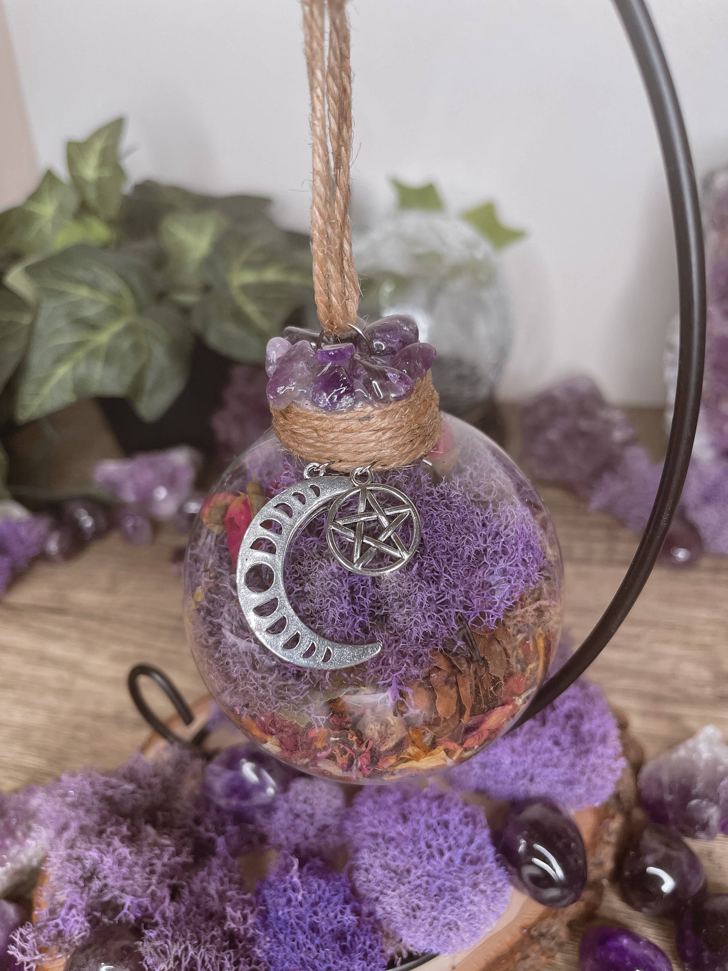 Amethyst Moon Witch Ball, Witchy Decor, Witch Gift