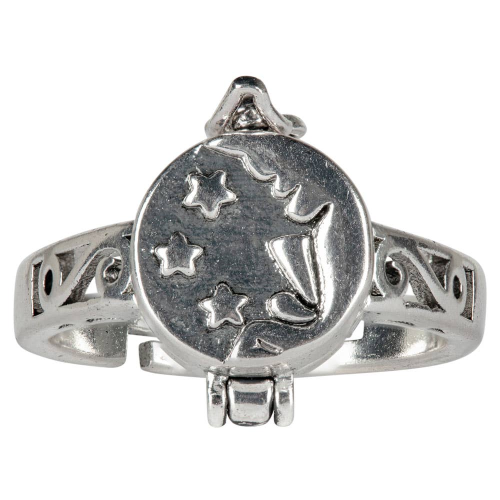 ADJUSTABLE MOON & STAR POISON RING