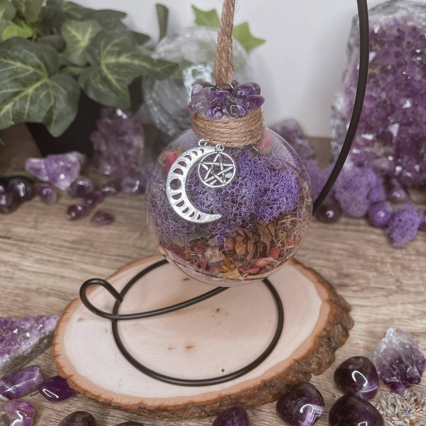 Amethyst Moon Witch Ball, Witchy Decor, Witch Gift