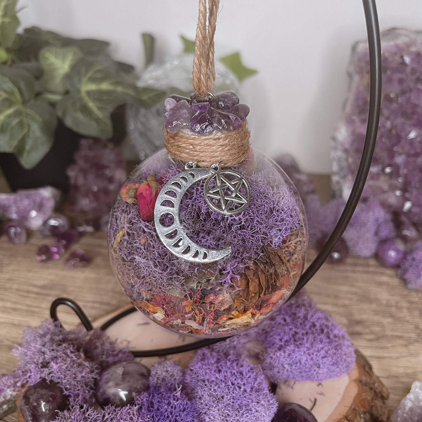 Amethyst Moon Witch Ball, Witchy Decor, Witch Gift