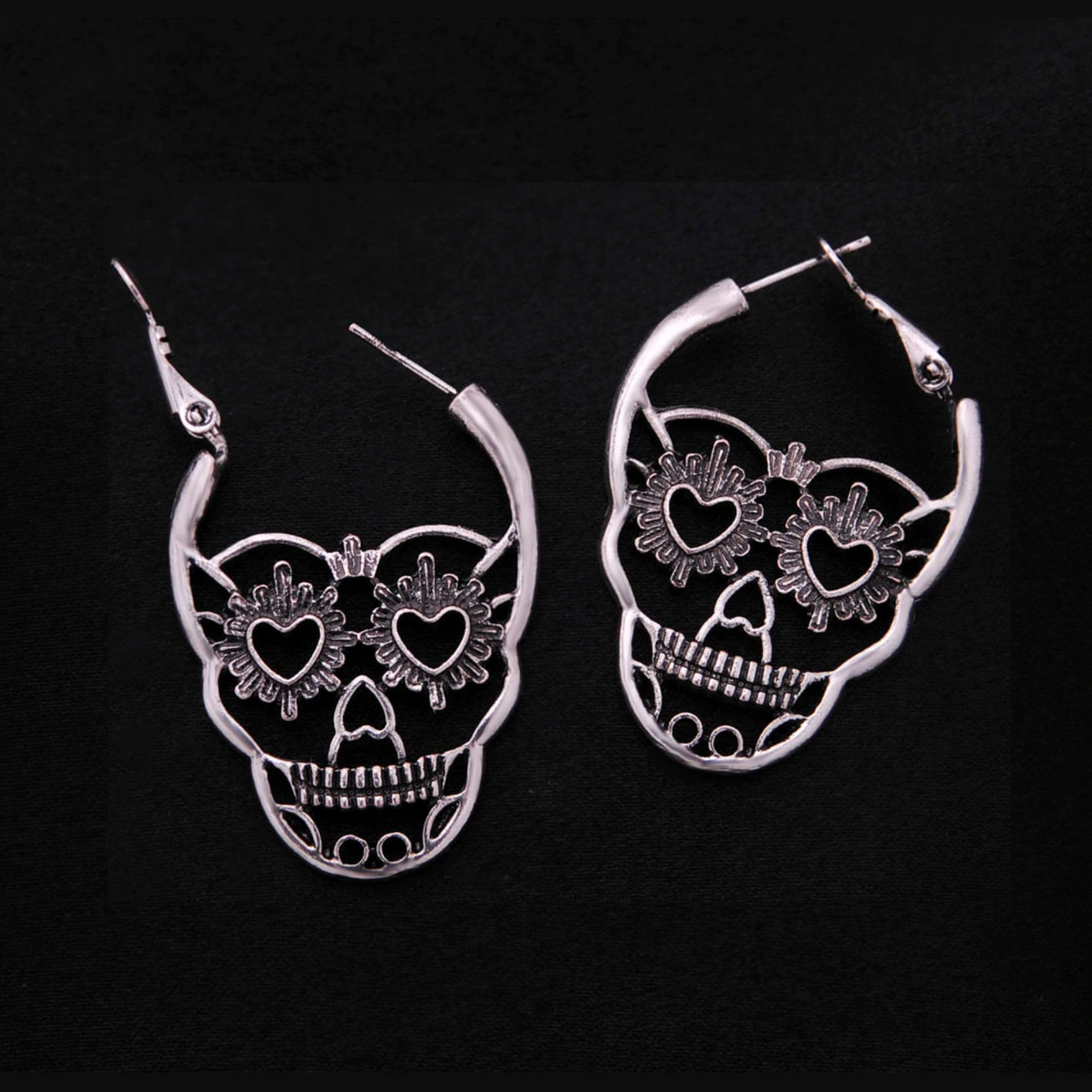 Antique Silver Sugar Skull Earrings
