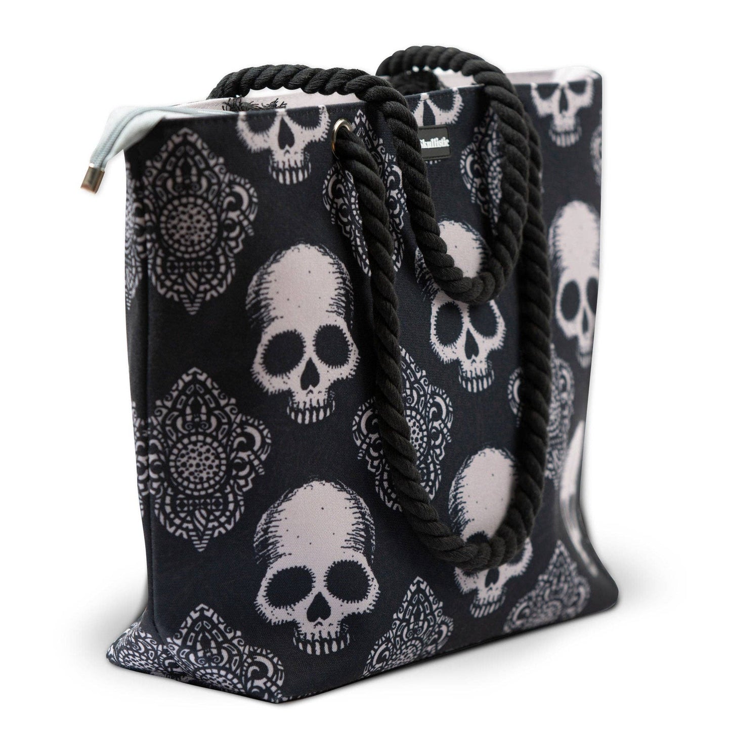 Skullistic Gothic Black Skull Shoulder Beach Bag