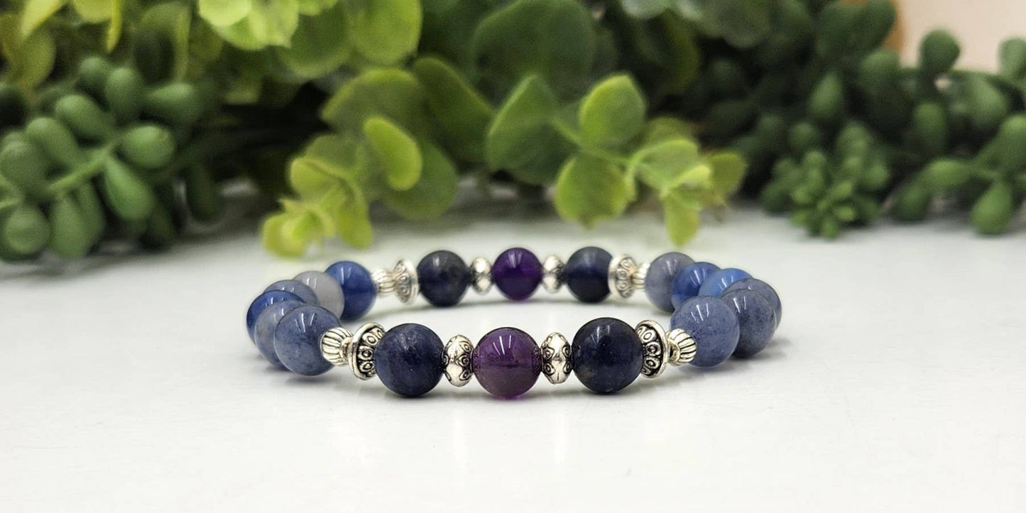 ANXIETY RELIEF - Blue Aventurine/Sodalite/Amethyst Bracelet