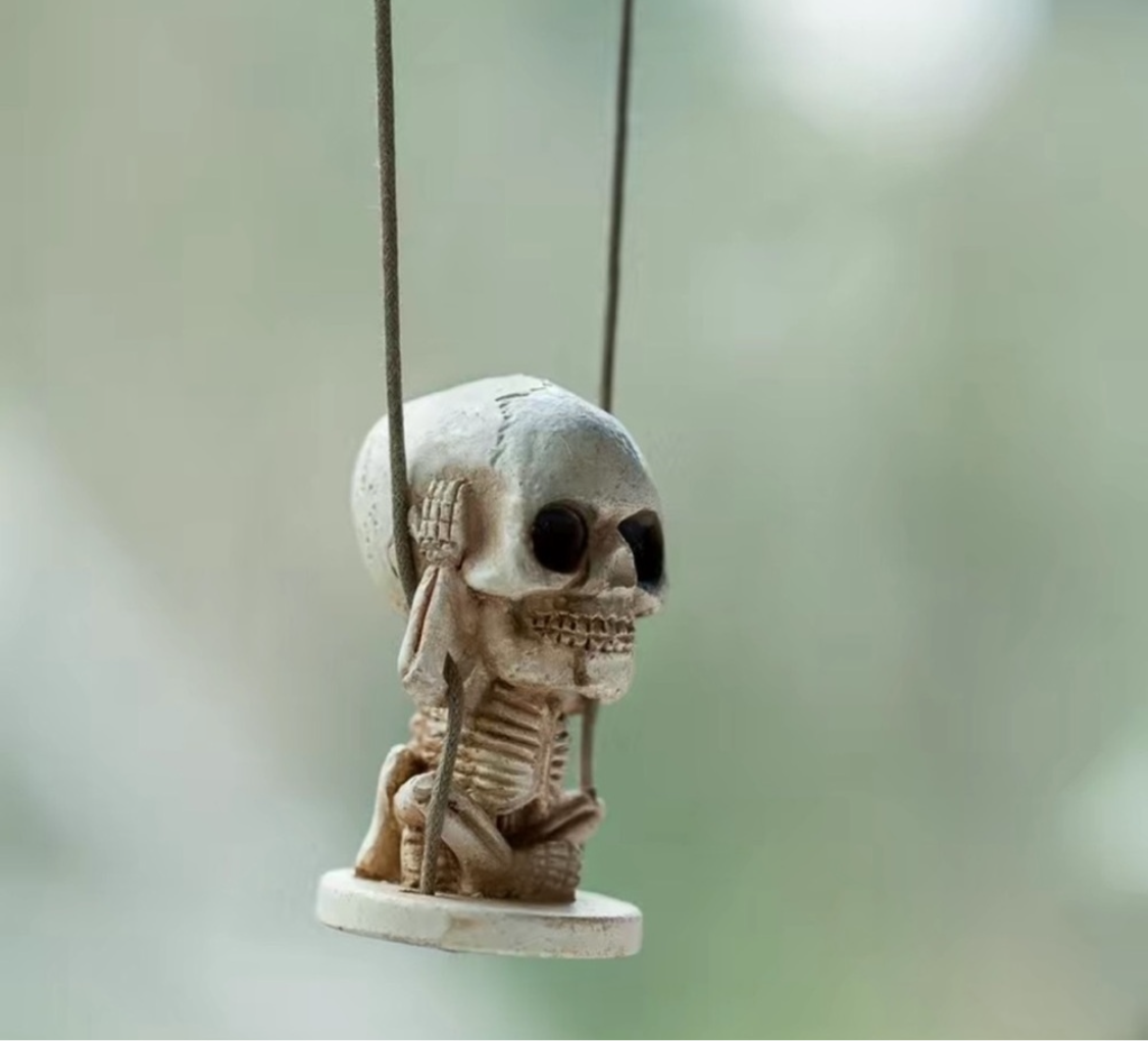 Hear no evil skeleton - rearview mirror hanging