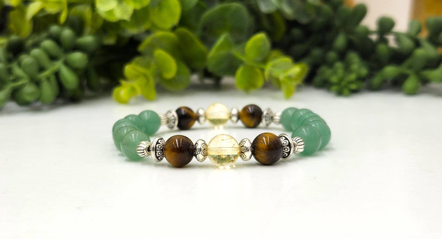 ABUNDANCE - Citrine, Tiger Eye,Green Aventurine Bracelet 8mm