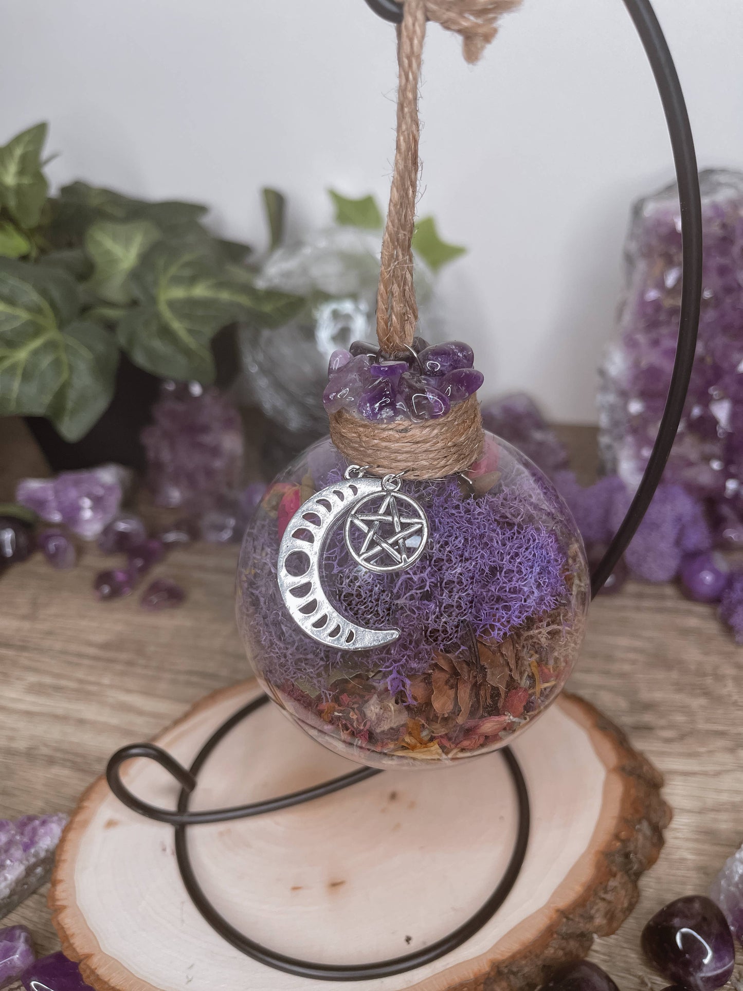 Amethyst Moon Witch Ball, Witchy Decor, Witch Gift