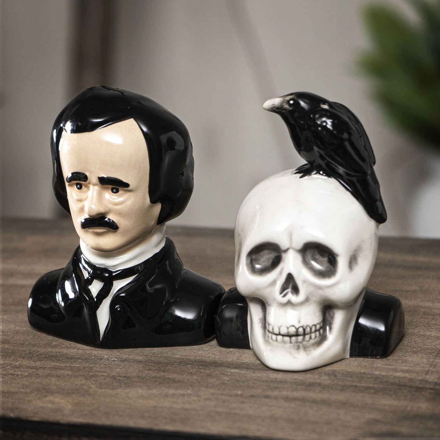 Edgar Allen Poe Ceramic Salt & Pepper Shaker Set