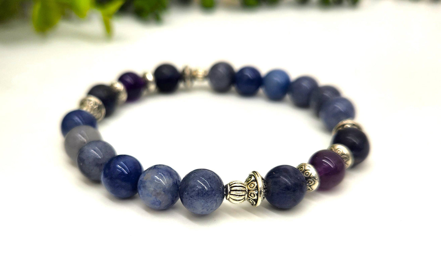 ANXIETY RELIEF - Blue Aventurine/Sodalite/Amethyst Bracelet