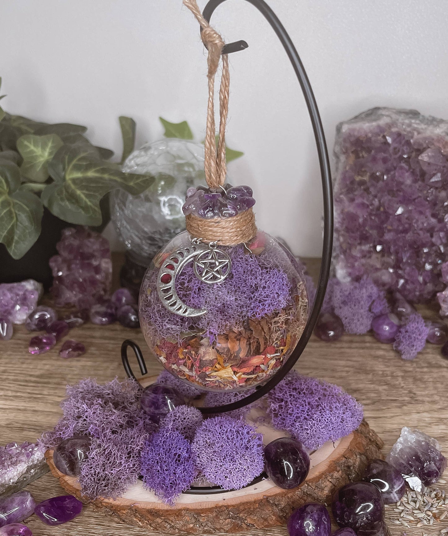 Amethyst Moon Witch Ball, Witchy Decor, Witch Gift