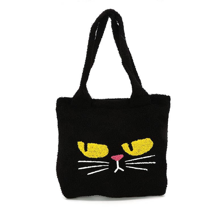 Black Cat Furry Tote