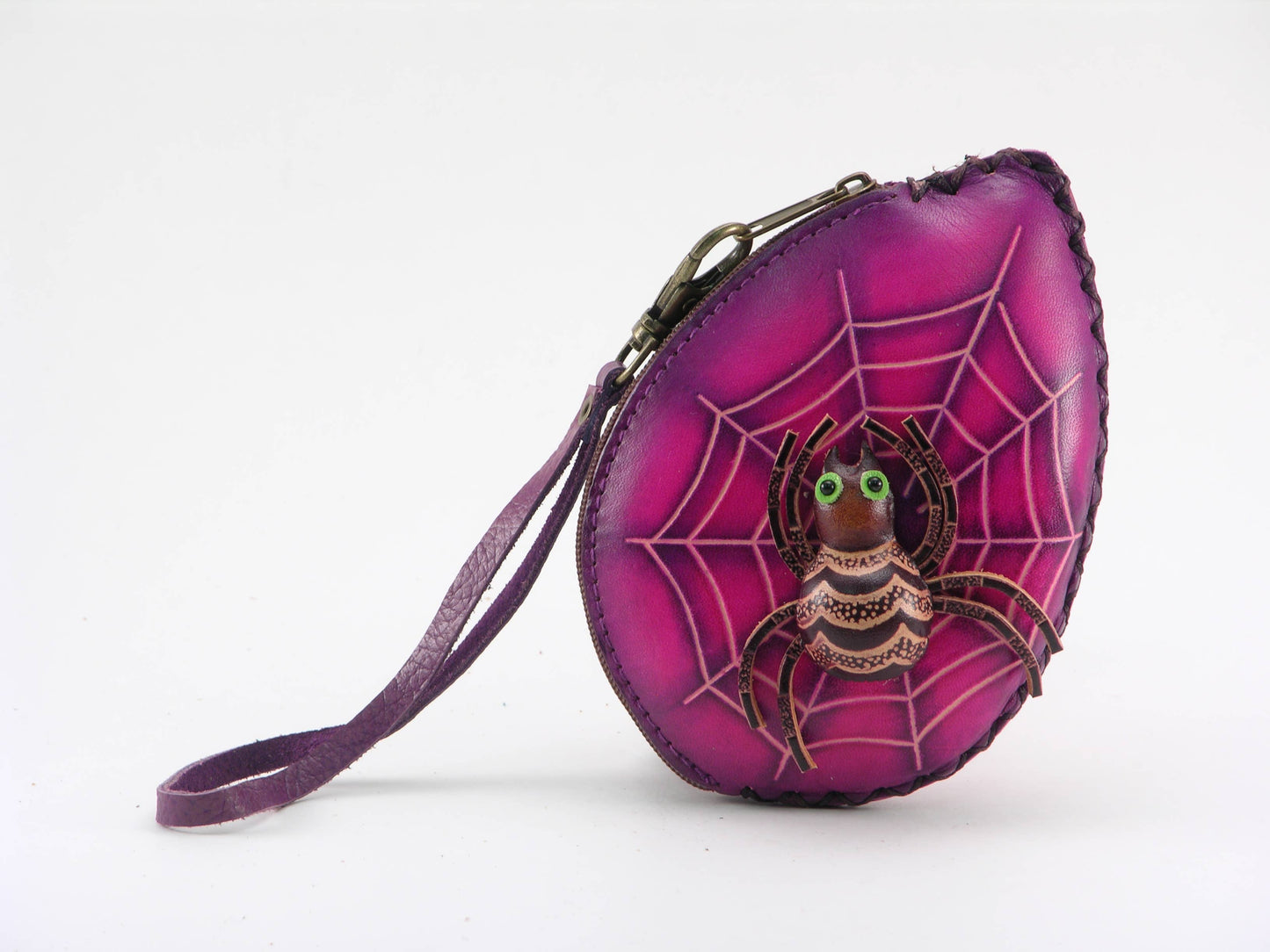 Leather Spider Wristlet coin purse wallet