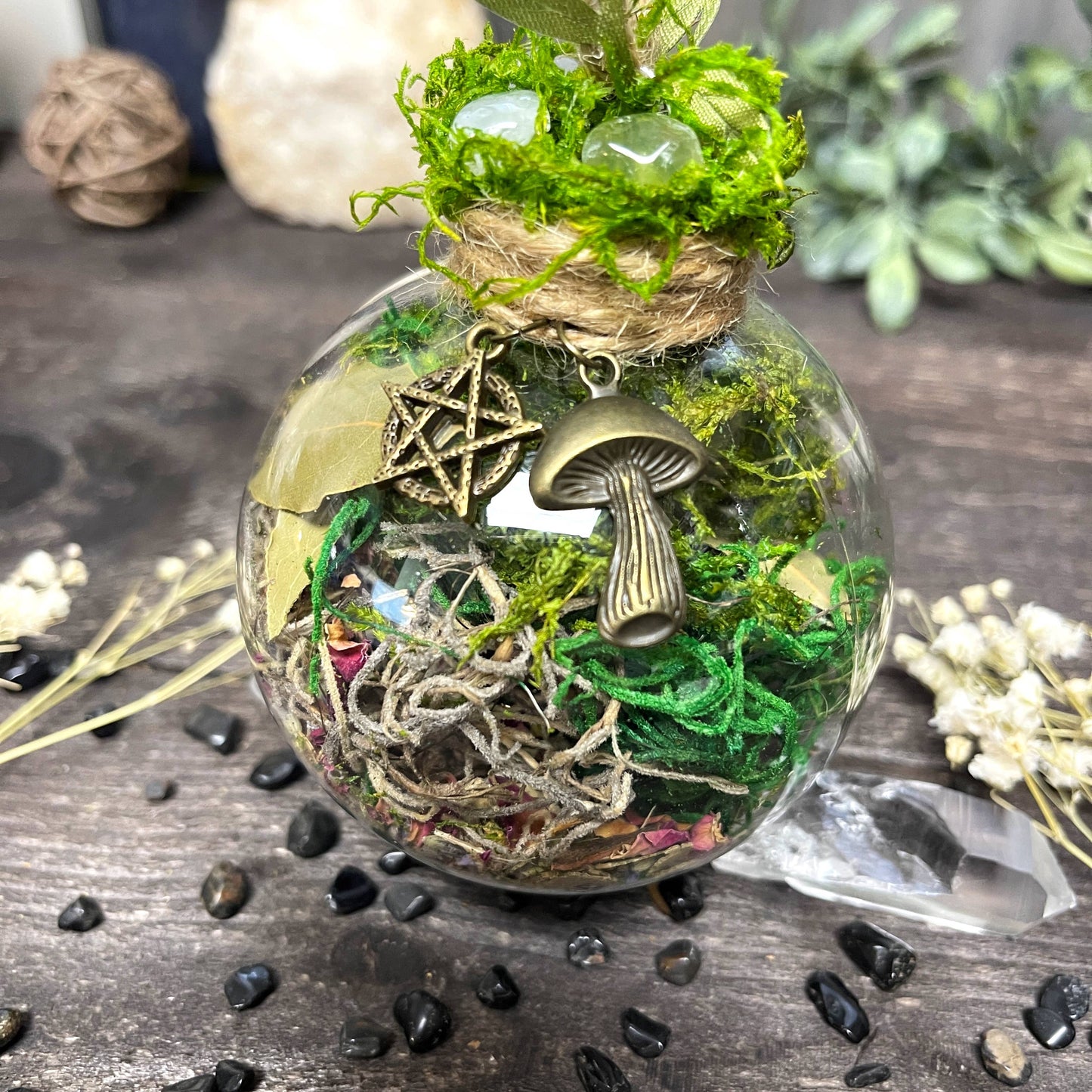 Green Witch Protection Witch Ball, Witchy Decor, Witch Gift