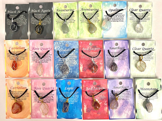 Natural Gemstone Wire Wrapped Necklace