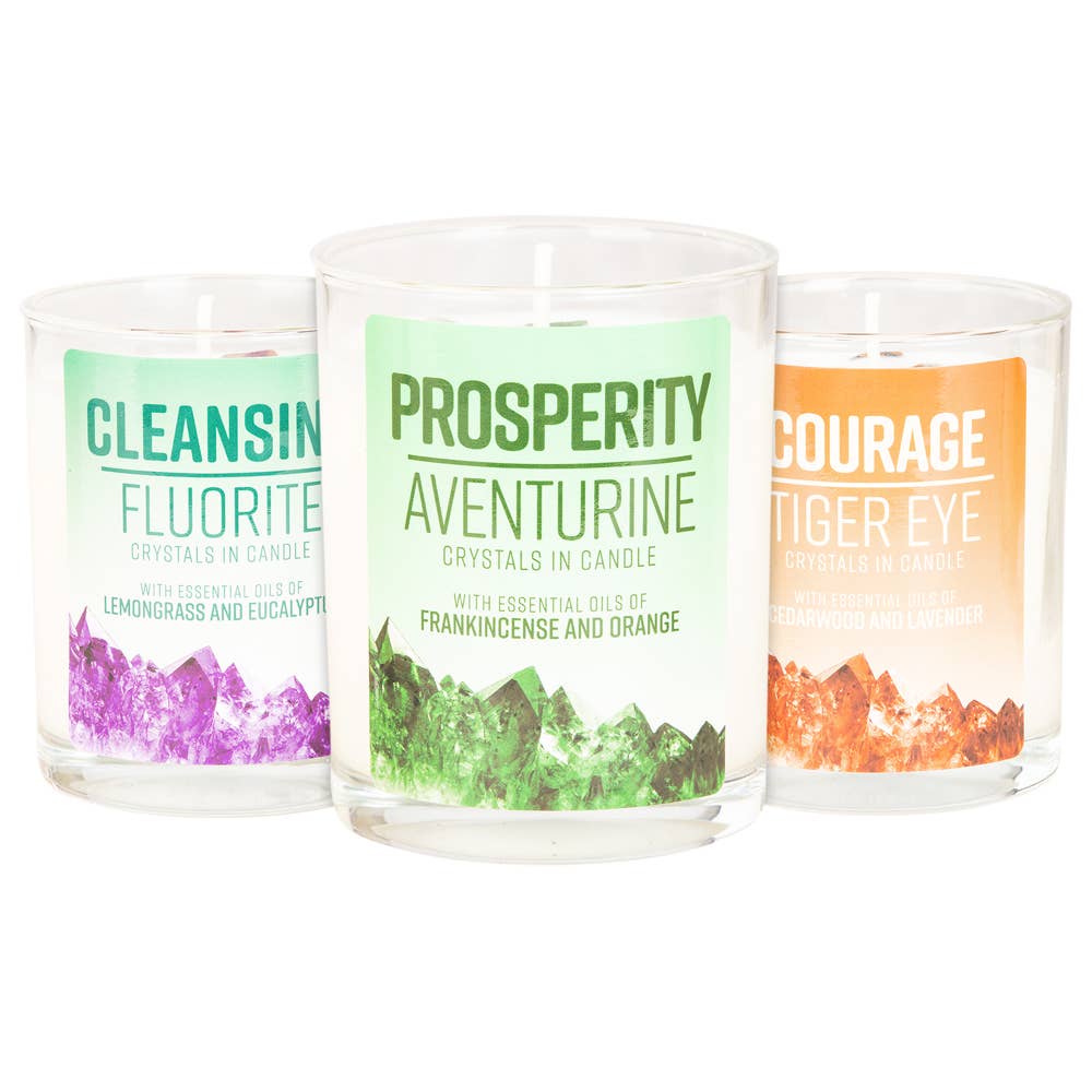 10 oz Crystal Energy Candles With Essential Oils