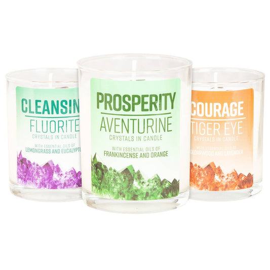 10 oz Crystal Energy Candles With Essential Oils