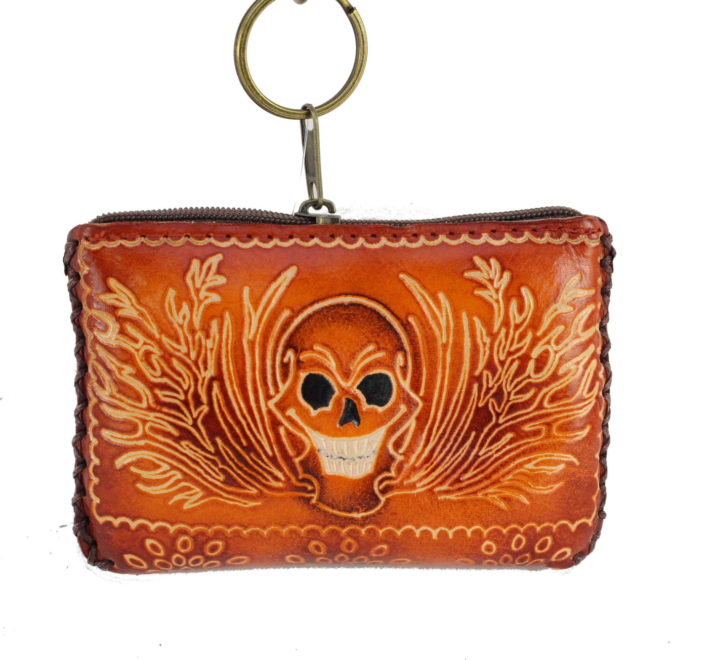 Leather skull coin purse wallet