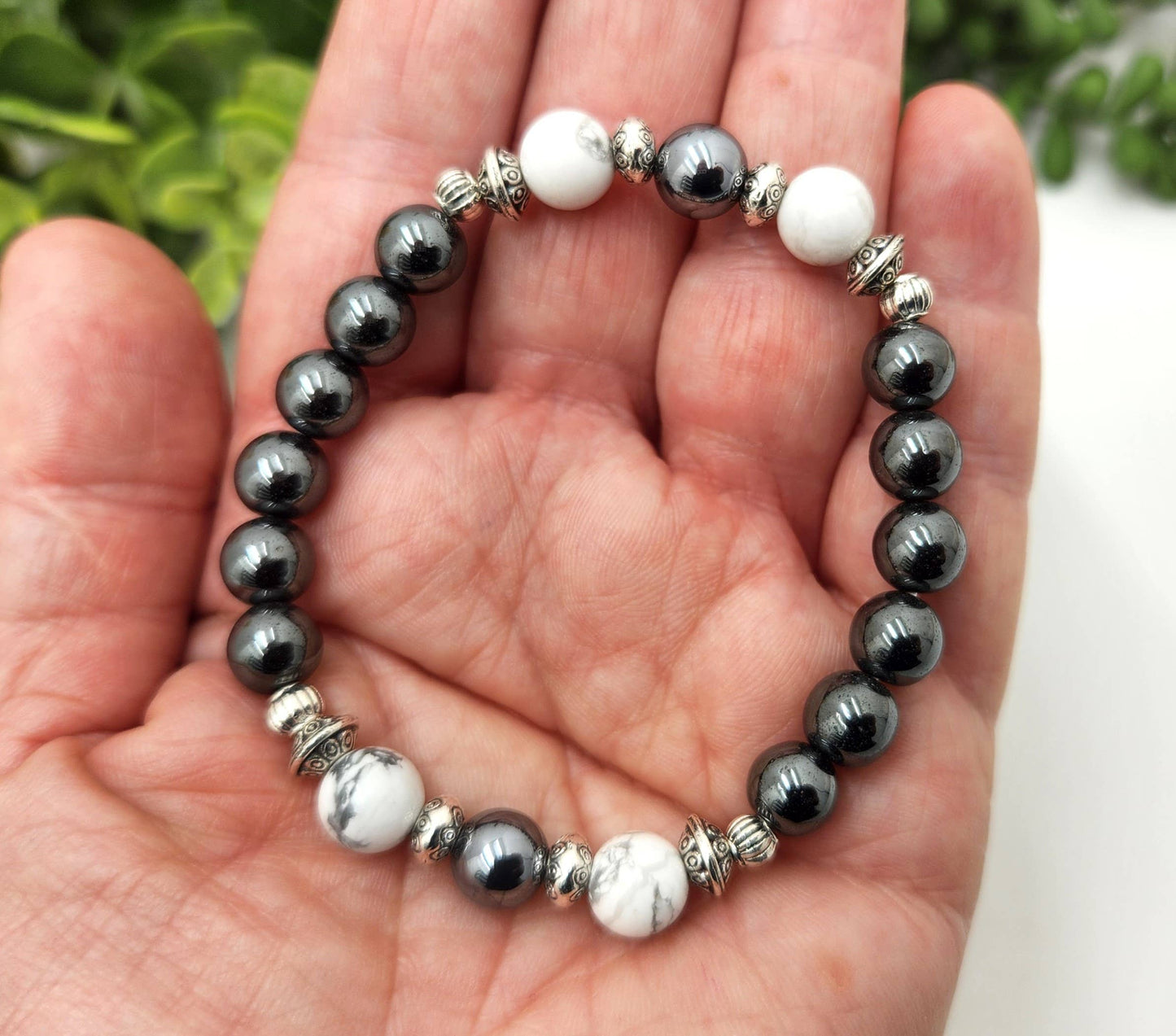 EMPATH PROTECTION- Terahertz,White Howlite,Hematite Bracelet