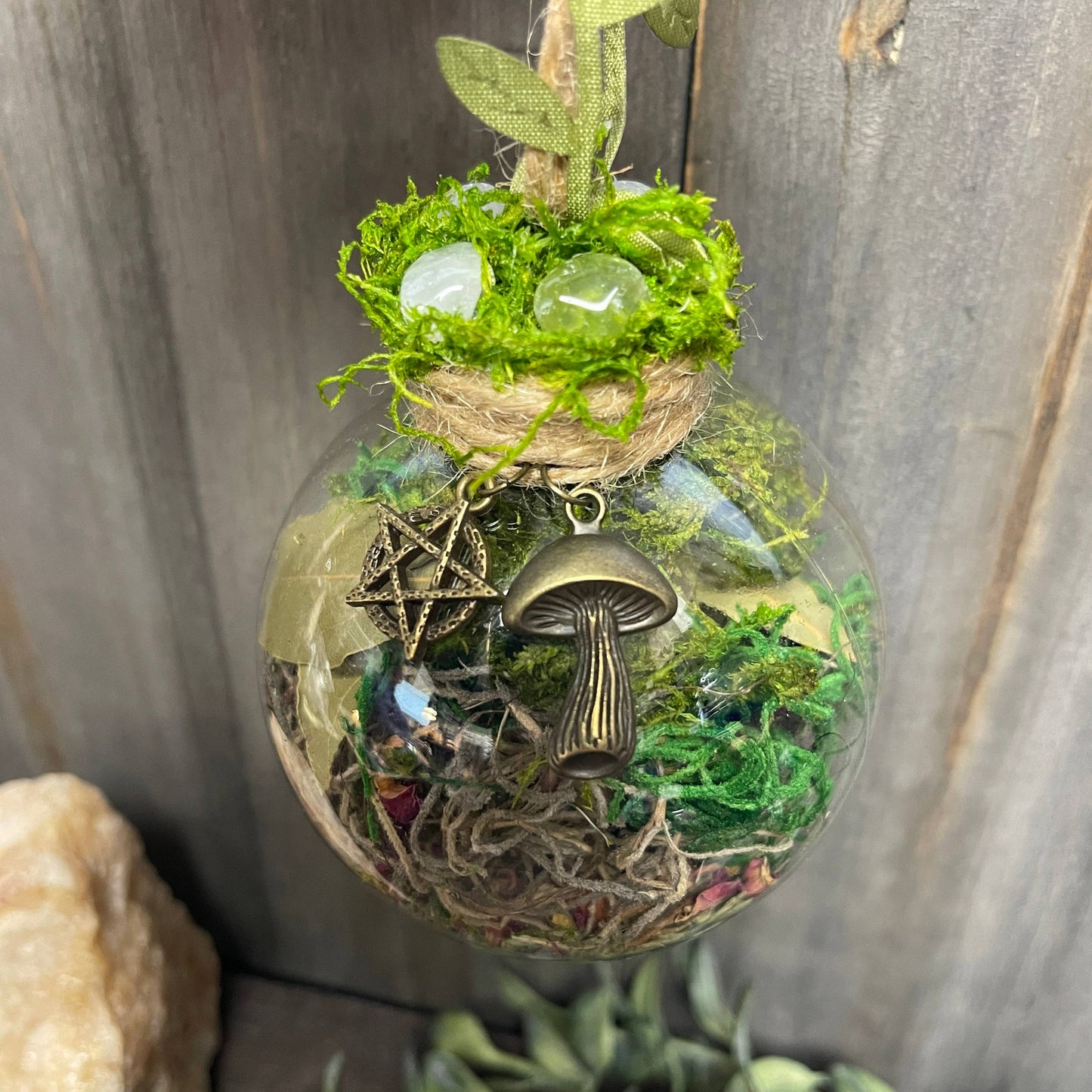 Green Witch Protection Witch Ball, Witchy Decor, Witch Gift