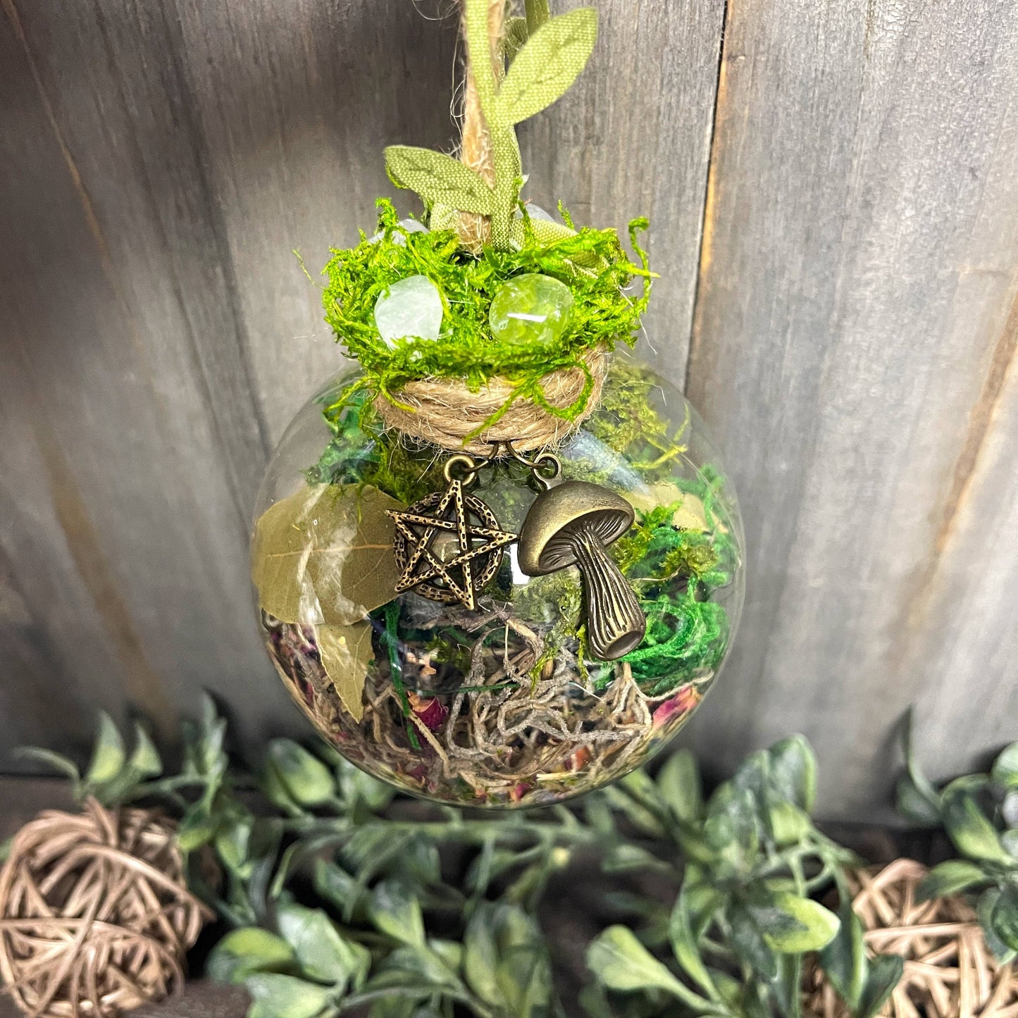 Green Witch Protection Witch Ball, Witchy Decor, Witch Gift