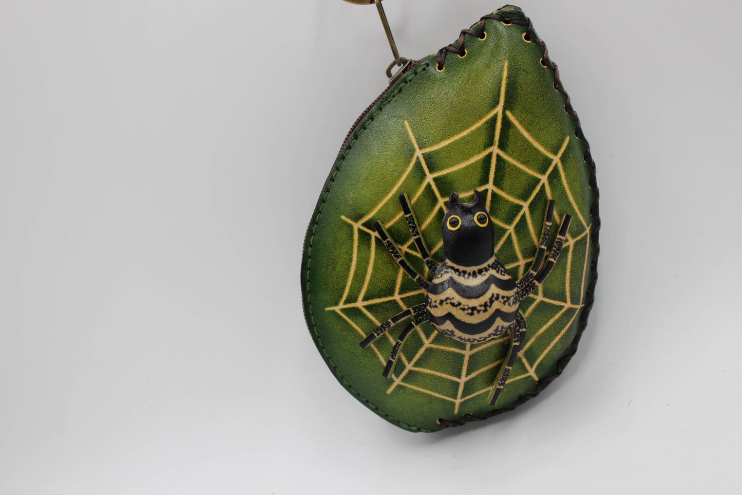 Leather Spider Wristlet coin purse wallet