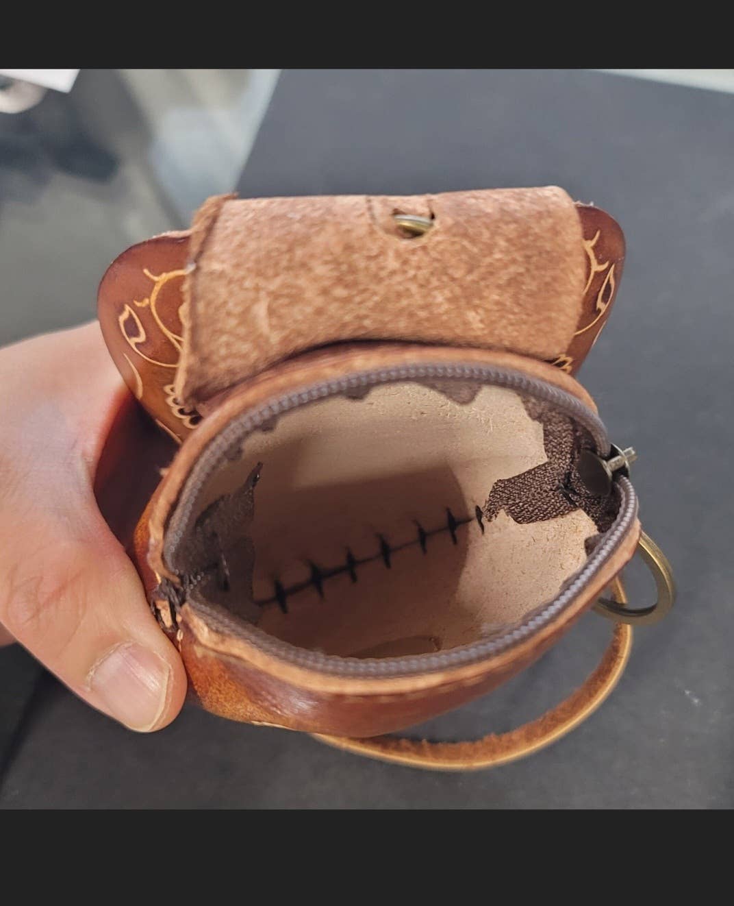 Cp3527 leather Skull Wristlet coin purse  day of dead purse