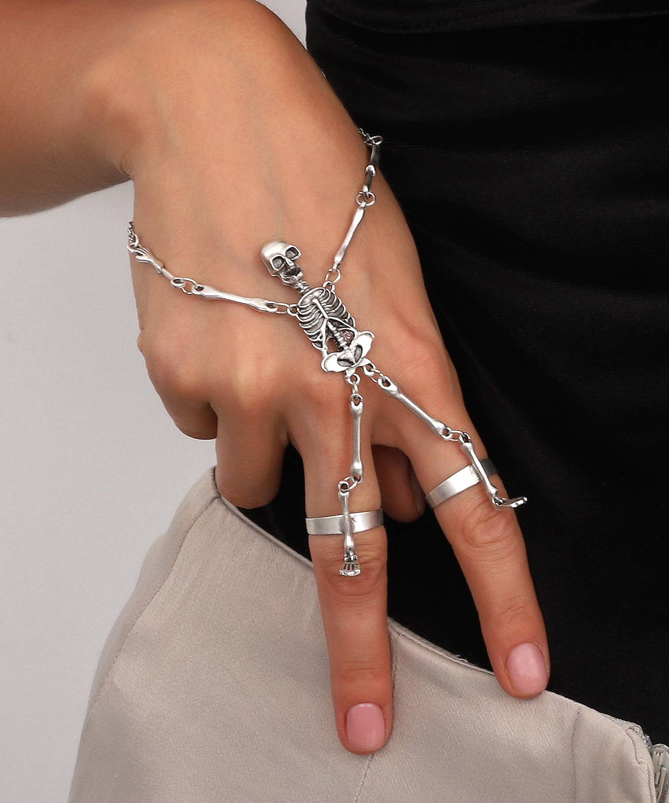 Silver plated skeleton bracelet