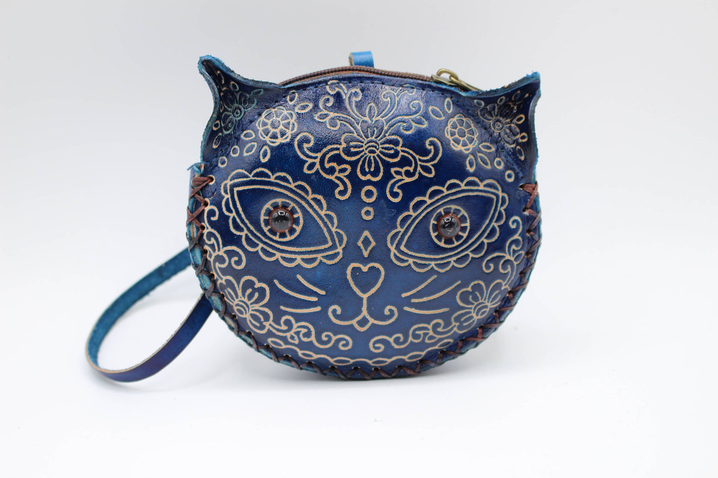 Sugar skull cat coin purse wallet