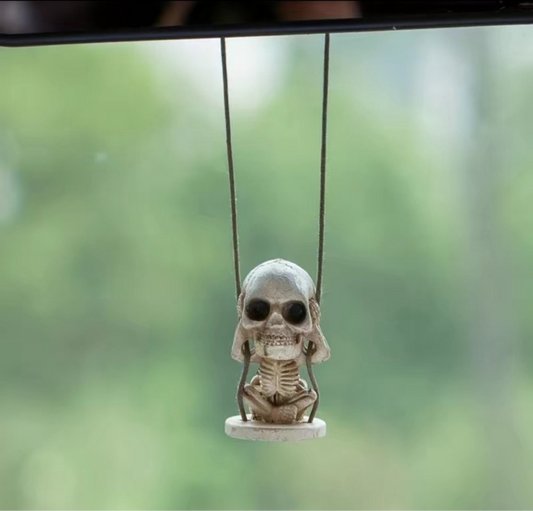 Hear no evil skeleton - rearview mirror hanging