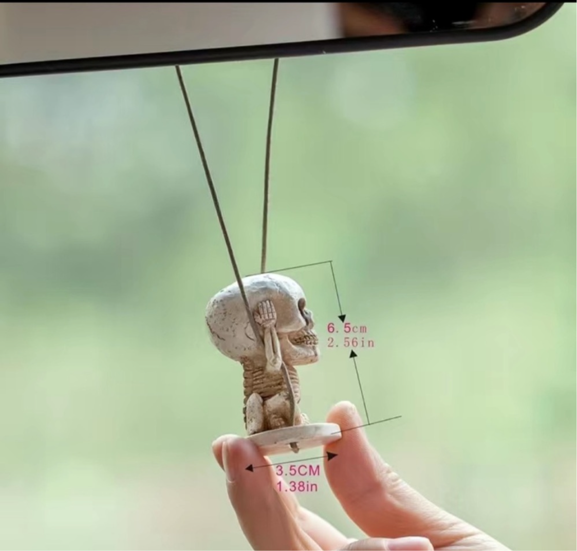 Hear no evil skeleton - rearview mirror hanging