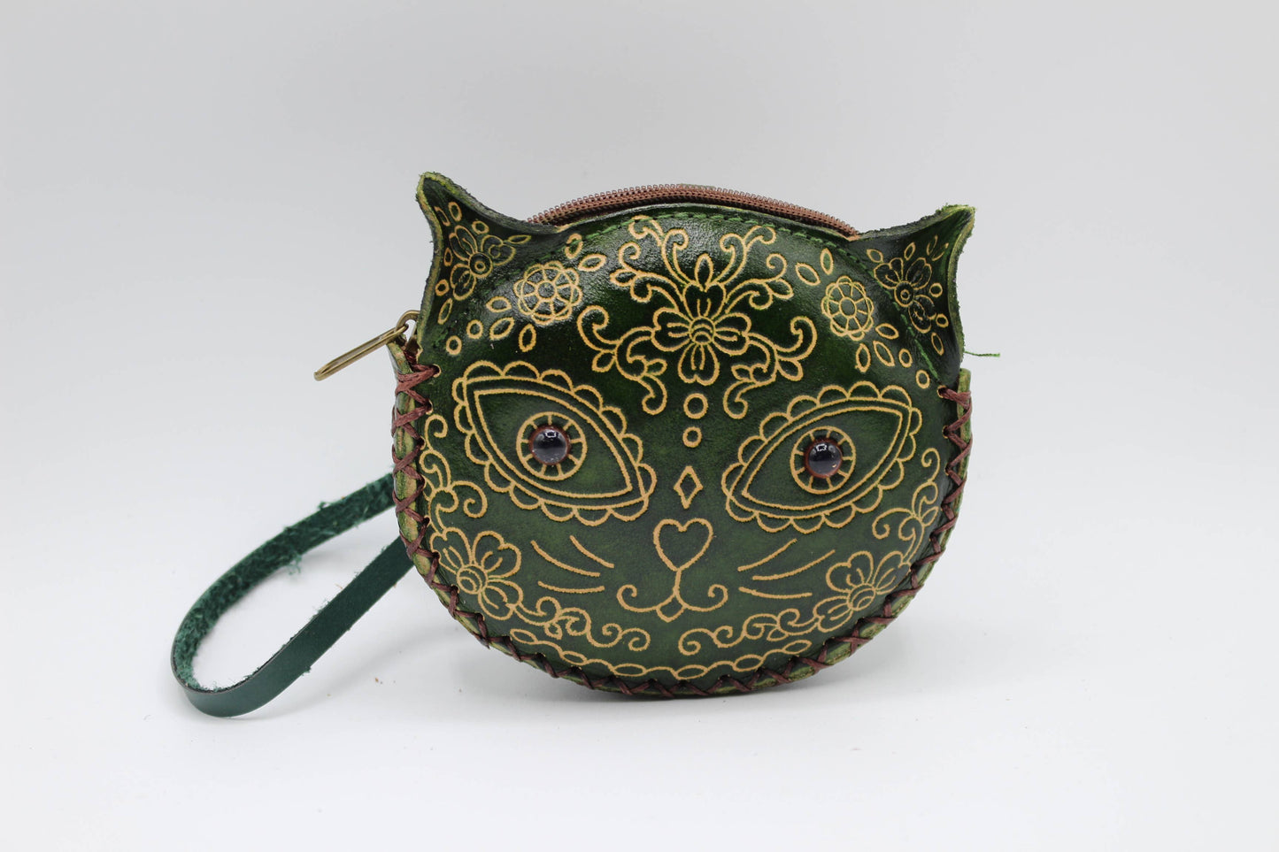 Sugar skull cat coin purse wallet