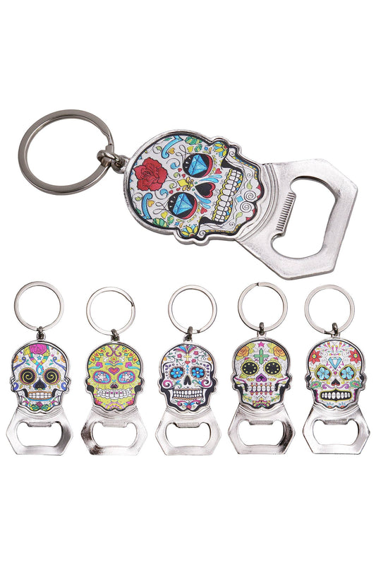 Sugar Skull Enamel Bottle Opener Key Chain