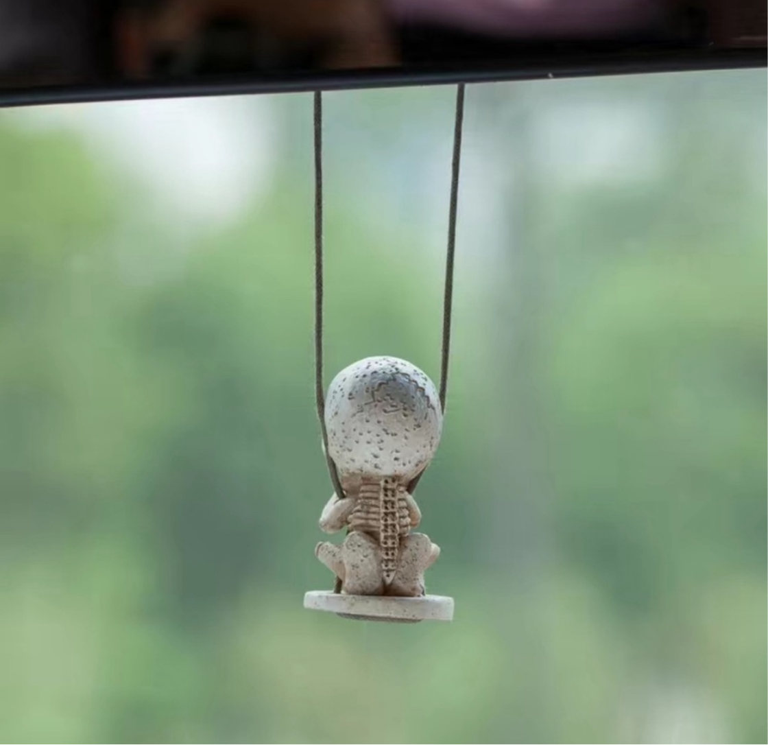 Hear no evil skeleton - rearview mirror hanging