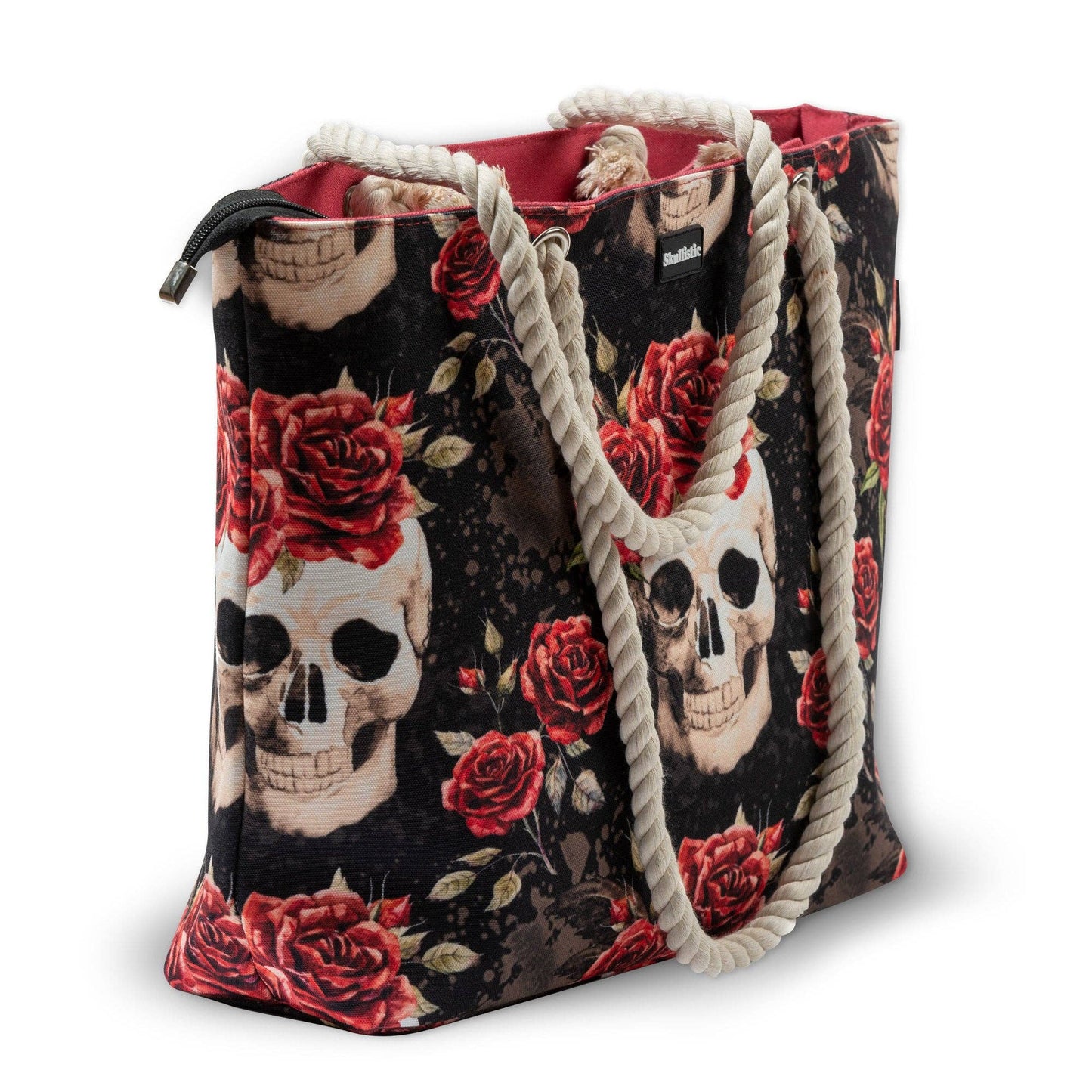 Skullistic Vintage Flower Skull Shoulder Beach Bag