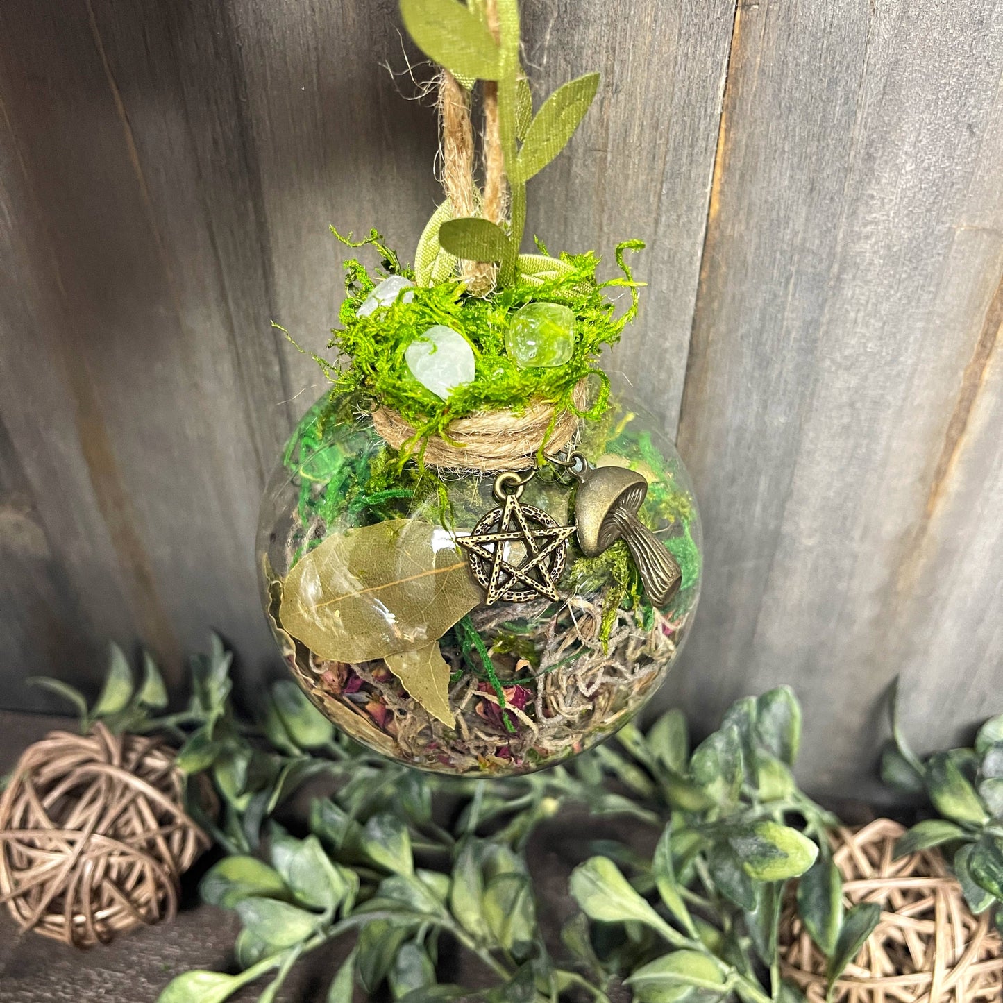 Green Witch Protection Witch Ball, Witchy Decor, Witch Gift