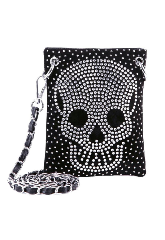 Rhinestone skull crossbody bag