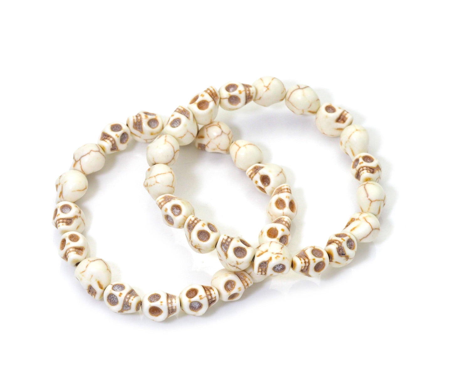 White Turquoise Skull Stretch Bracelet