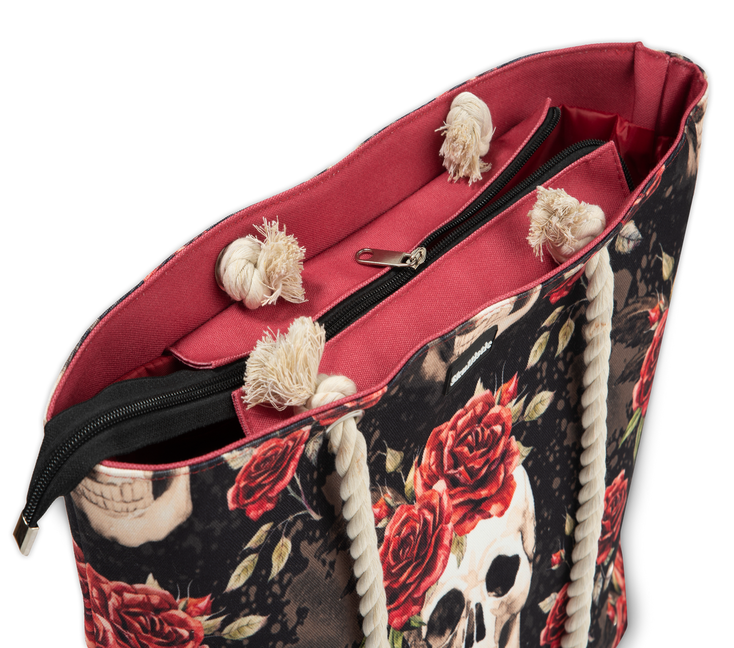 Skullistic Vintage Flower Skull Shoulder Beach Bag