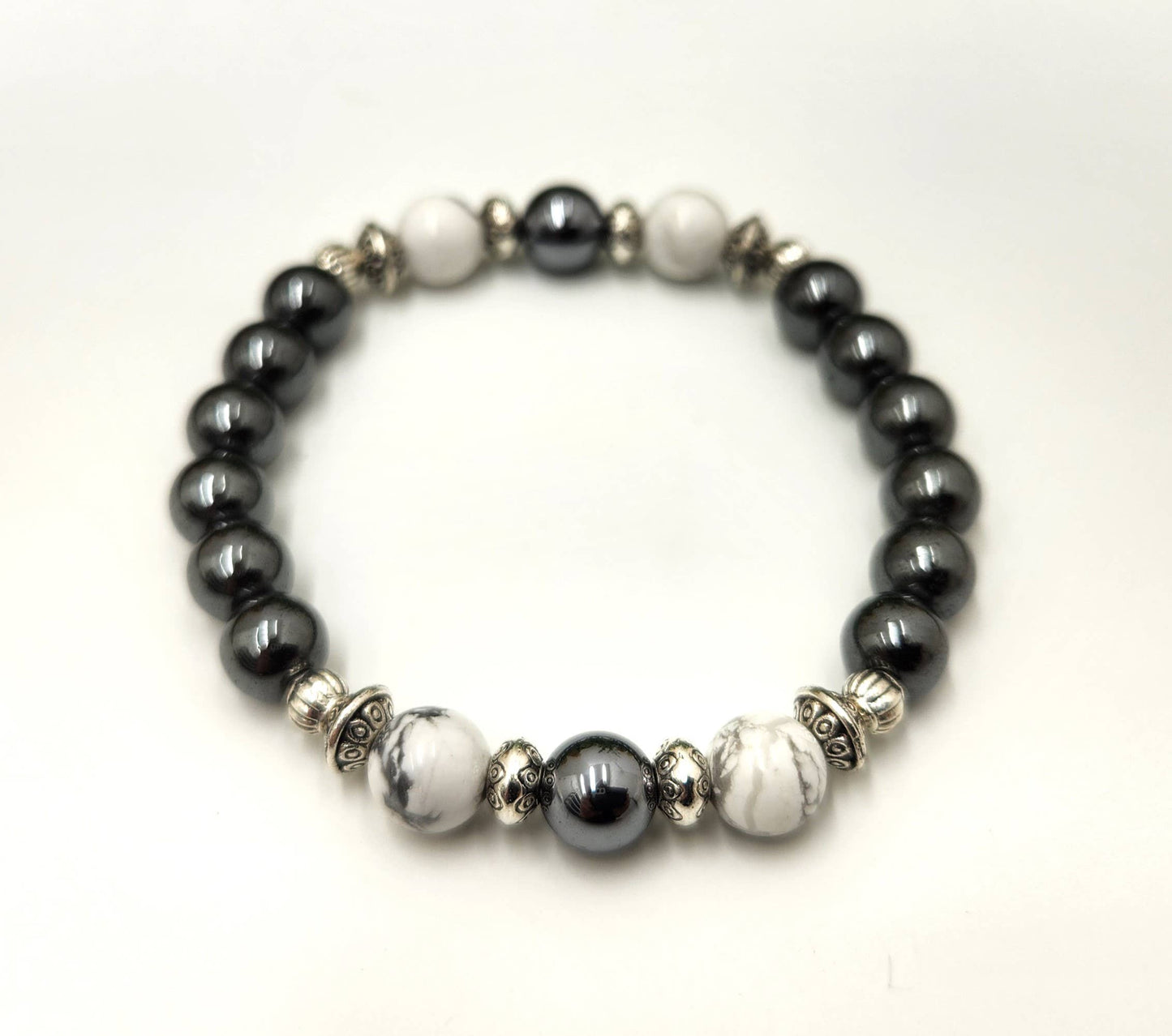 EMPATH PROTECTION- Terahertz,White Howlite,Hematite Bracelet