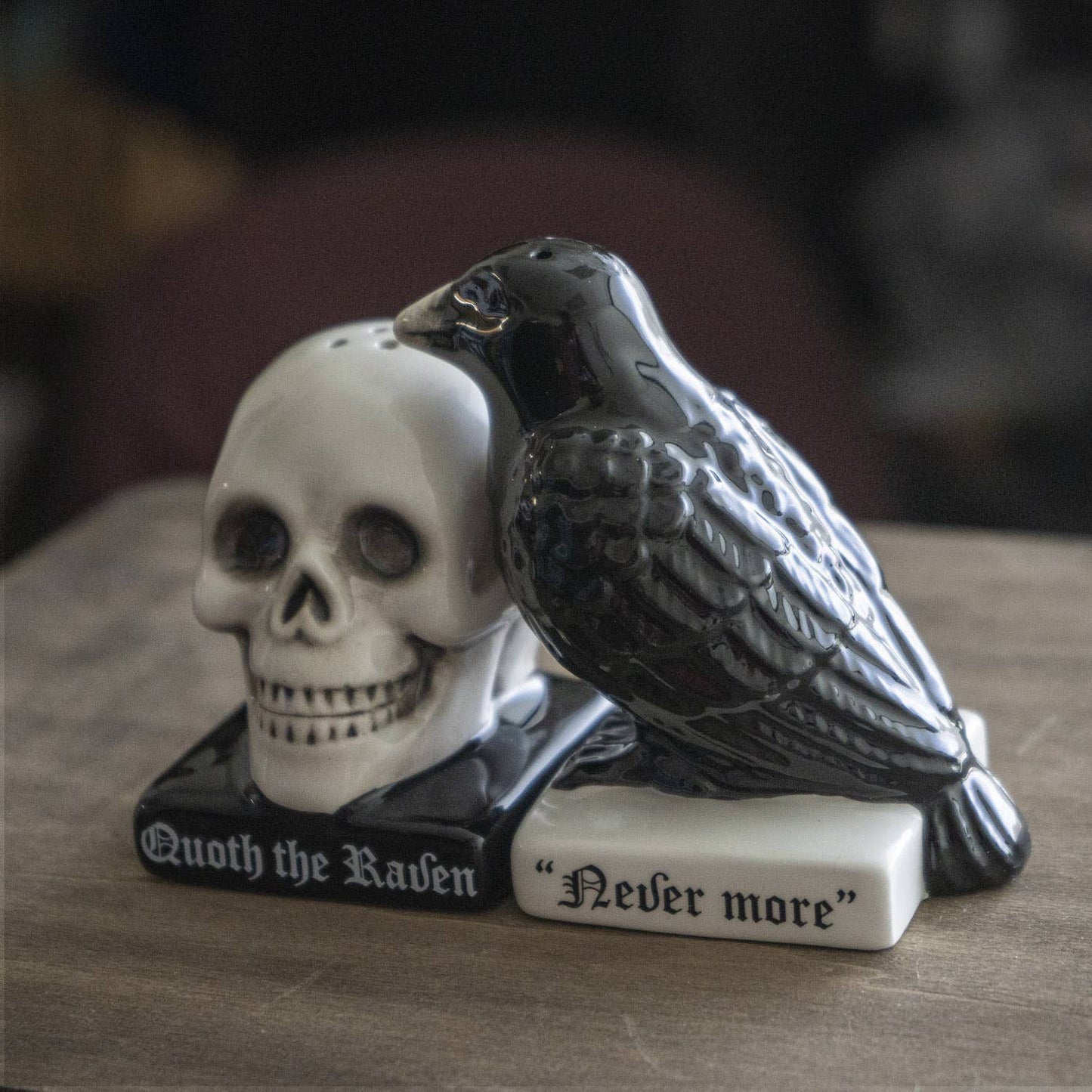 Quoth the Raven Edgar Allen Poe Salt and Pepper Shaker Set