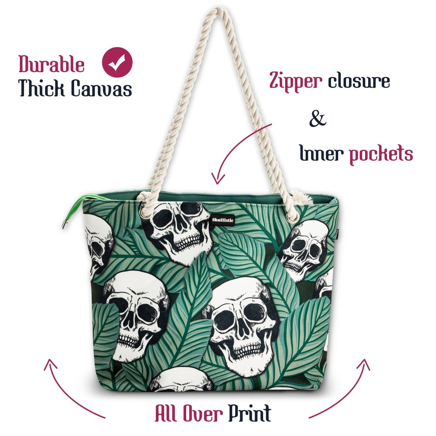 Skullistic Tropic Skulls Shoulder Beach Bag
