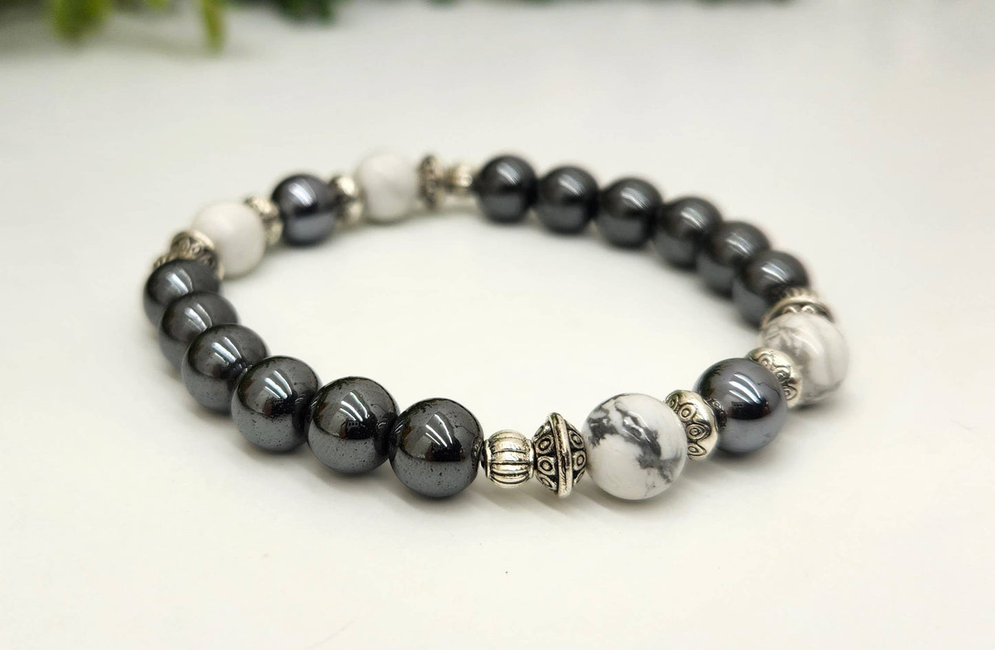 EMPATH PROTECTION- Terahertz,White Howlite,Hematite Bracelet