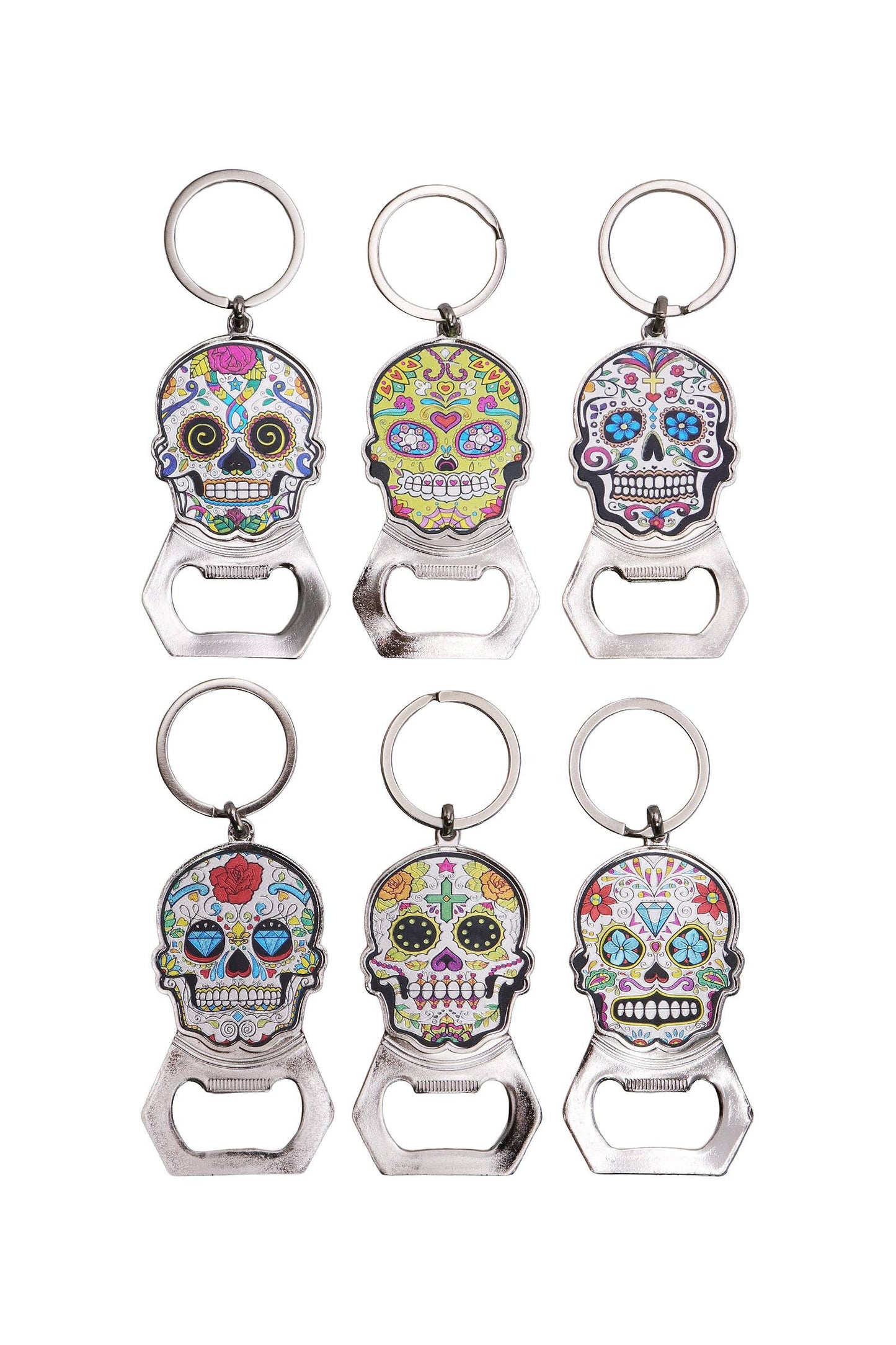 Sugar Skull Enamel Bottle Opener Key Chain