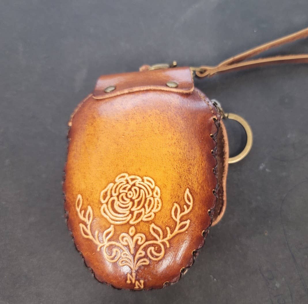 Cp3527 leather Skull Wristlet coin purse  day of dead purse