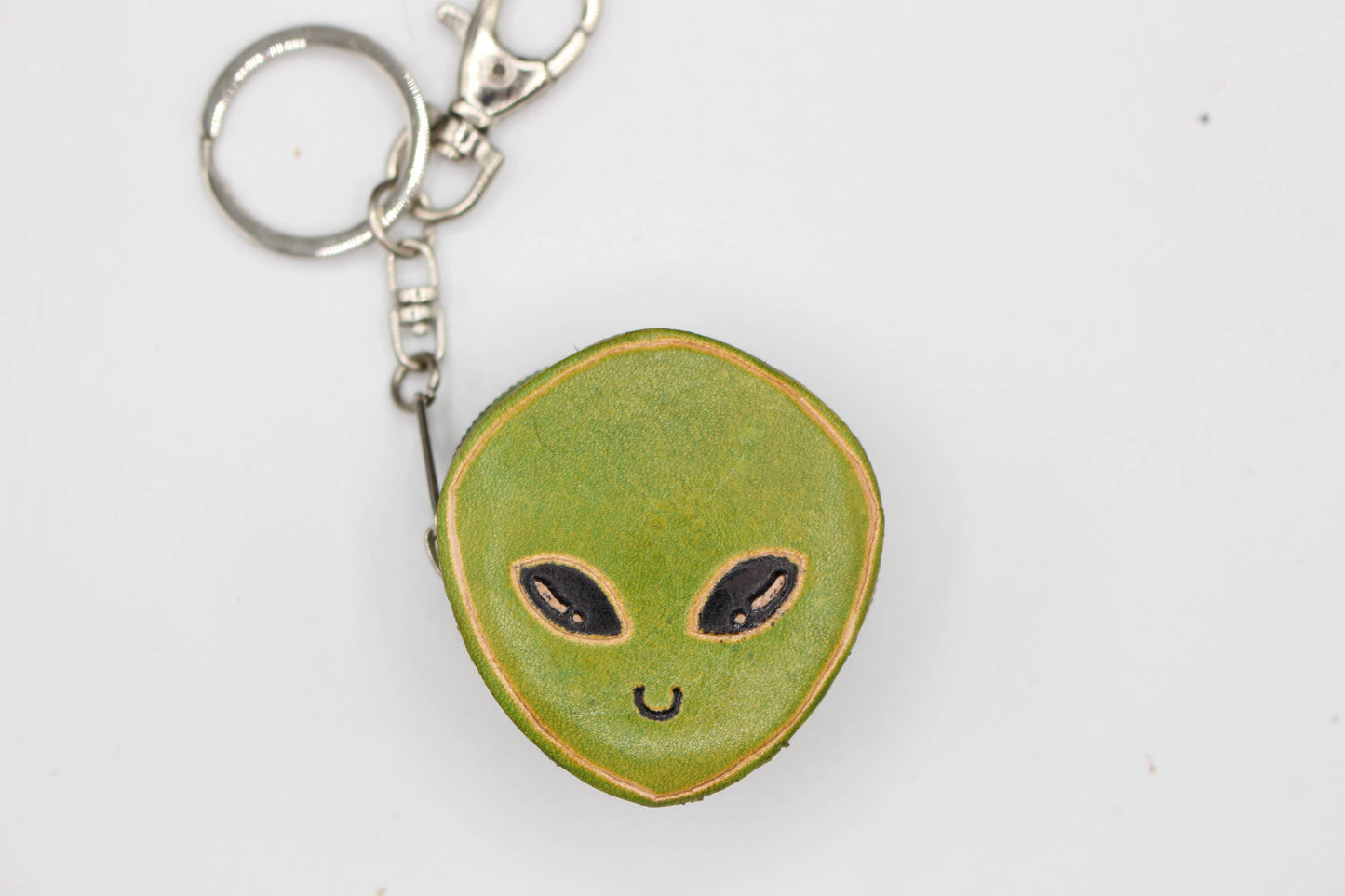 Leather Alien mini coin purse key chain bag charm