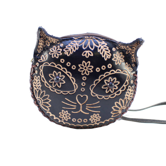 E3214-1 leather Sugar Cat Wristlet coin purse wallet