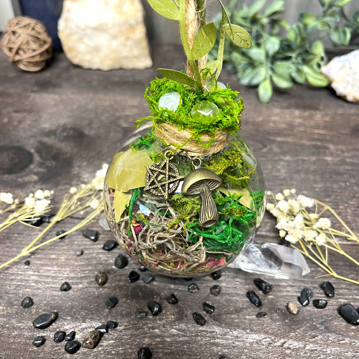 Green Witch Protection Witch Ball, Witchy Decor, Witch Gift