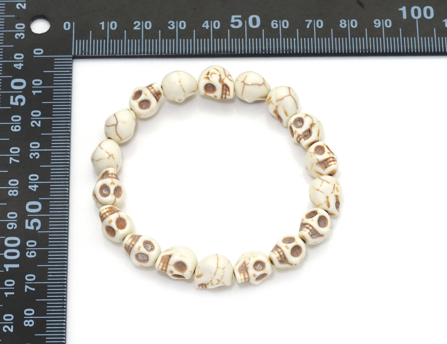 White Turquoise Skull Stretch Bracelet