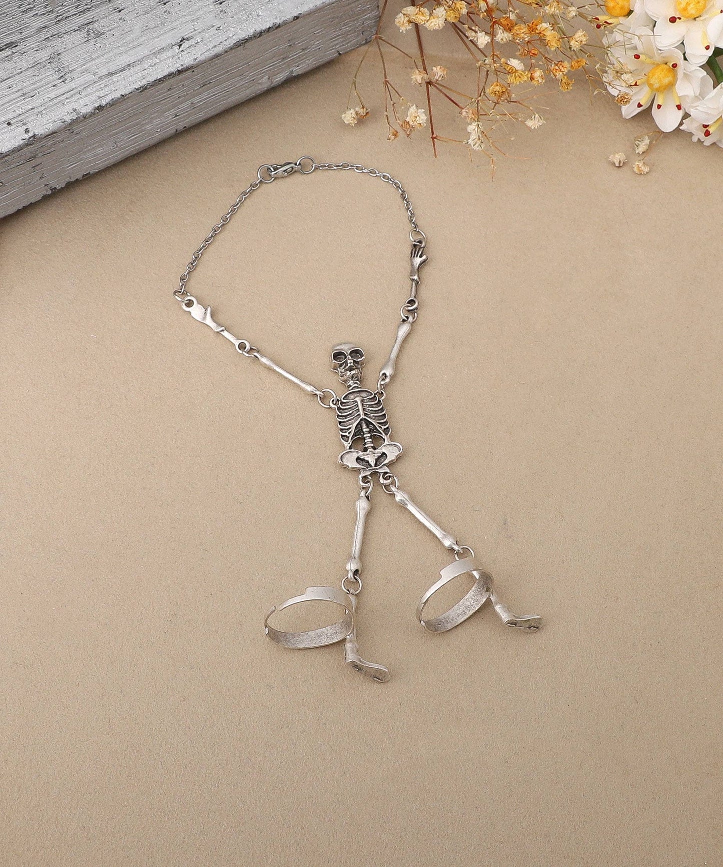 Silver plated skeleton bracelet