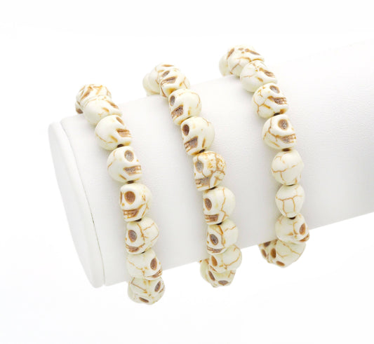 White Turquoise Skull Stretch Bracelet